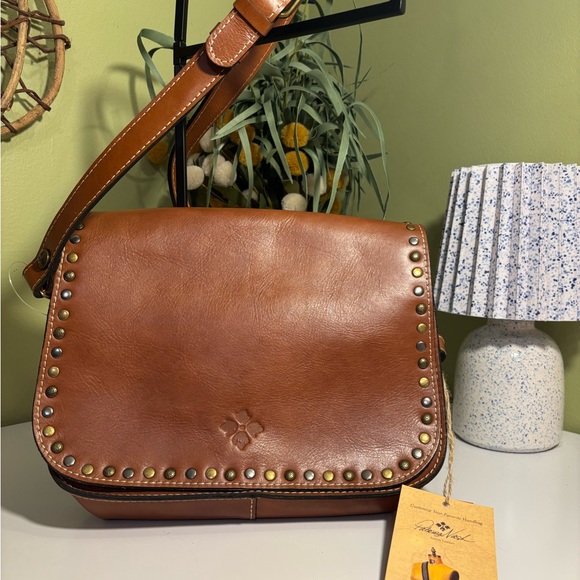 Patricia Nash Handbags - Patricia Nash Tan Leather Crossbody Bag with Stud Accents